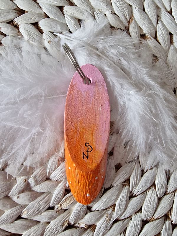 Schlüssel-/Taschenanhänger * Engel * handbemalt * Holz * Rosa-Pink * Herz